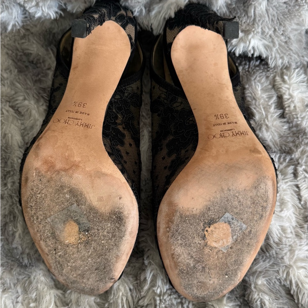 $1100 JIMMY CHOO SHAR SUPER SEXY FLORAL LACE Slingback HEELS SHOES 39.5/38.5 - Picture 10 of 10